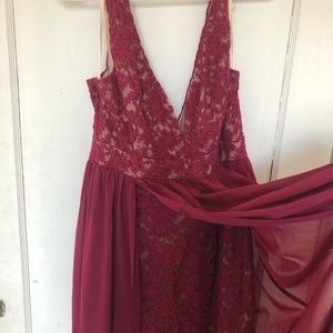 Lulus magenta formal dress, with long slit